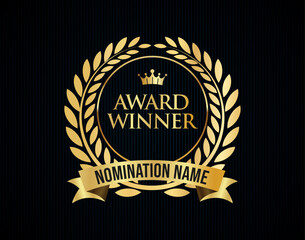Wall Mural - awards logotype, isolated elegant abstract gold emblem. first 1st place symbol