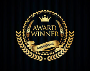 Wall Mural - awards logotype, isolated elegant abstract gold emblem. first 1st place symbol