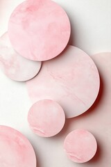 Poster - This design showcases a contemporary abstract background that incorporates overlapping circles and triangles in various shades of pink. A central area is left blank for text integration