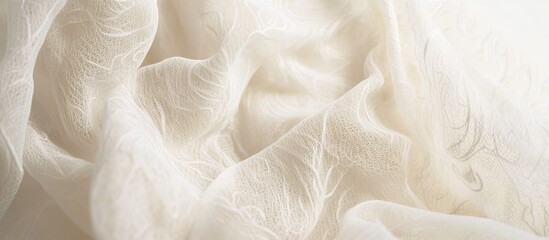 Poster - soft white fabric texture with delicate patterns and folds ideal for backgrounds and textiles. copy 