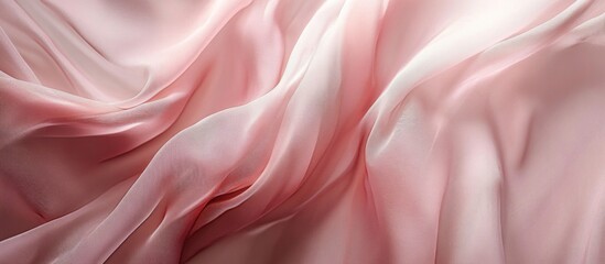 Poster - soft pink silk fabric texture with gentle folds and waves ideal for seamless backgrounds with copy s