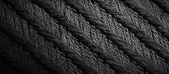 Poster - black textured rope background with detailed woven patterns suitable for various design applications