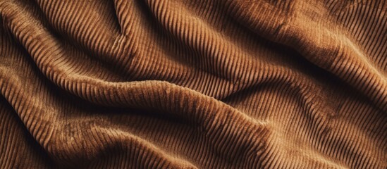 Poster - brown corduroy fabric texture with soft folds and grooves creating a rich, warm appearance suitable 
