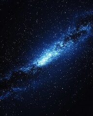 brilliant blue galaxy with countless stars in a dark cosmic space background with a bright glow