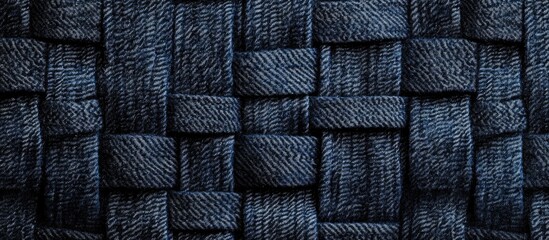 Poster - woven textured fabric background in deep blue color with an intricate pattern ideal for textile and 