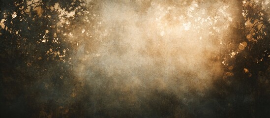 Poster - misty forest background with warm earthy tones and soft light filtering through foliage ideal for cr