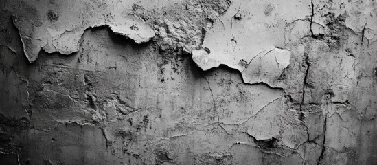 Poster - textured cracked wall with peeling paint in grayscale, suitable as background or design element, cop