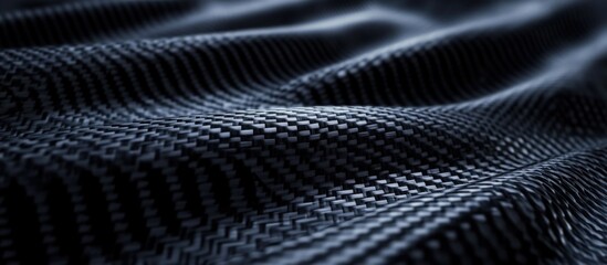 Poster - Black carbon fiber texture with soft waves and detailed weave pattern suitable for background design or automotive applications