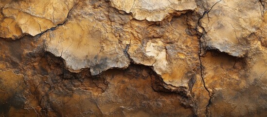Poster - textured cracked surface of stone or soil in earthy tones with natural patterns and details, suitabl