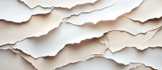 Poster - Lightly textured background of torn paper layers in soft beige tones with copy space for text placement