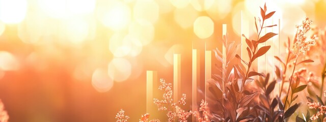 Poster - sunlit foliage with soft bokeh background and light beams creating a warm atmosphere suitable for te