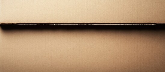 Poster - abstract minimalistic composition of a dark horizontal line on a smooth brown surface with soft shad