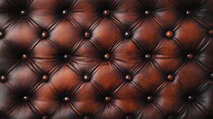 Poster - leather tufted background with buttons in rich brown tones showcasing texture and detail, ideal for 