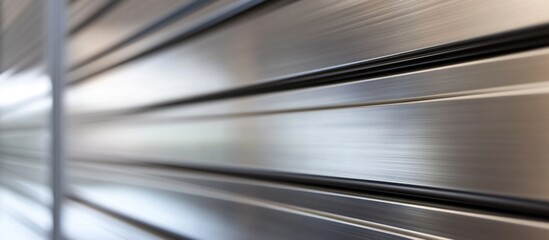 Poster - brushed metal surface with horizontal lines and reflections suitable for backgrounds or textures wit