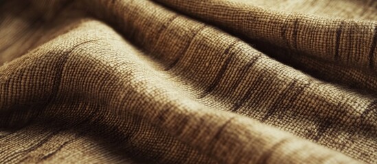 Poster - textured fabric close-up with warm brown tones and subtle patterns, showcasing folds and creases, su