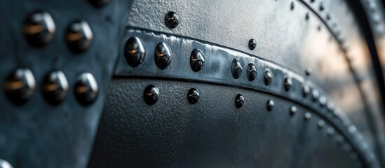 Poster - detailed close-up of metallic surface with rivets and textured finish suitable for industrial or arc