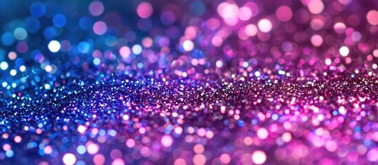 Poster - Abstract glitter background in vibrant blue and purple tones with sparkling bokeh effect ideal for festive themes Copy Space