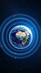 Wall Mural - earth in space with rings - stunning planet view � cosmic orbit background