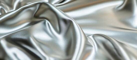 Poster - Silver satin fabric with soft folds and smooth texture ideal for background use and fashion design applications Copy Space