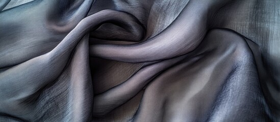 Poster - Close-up of elegant flowing fabric in dark shades with smooth textures and folds suitable for backgrounds or design elements Copy Space