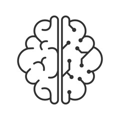 Poster - Artificial intelligence digital brain icon. Human brain processor circuit and cybernetic brain. Icon element for application and web. Vector illustration.