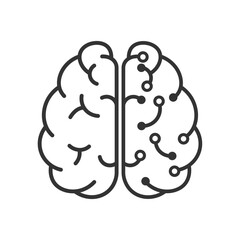 Poster - Artificial intelligence digital brain icon. Human brain processor circuit and cybernetic brain. Icon element for application and web. Vector illustration.