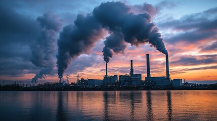 Poster - engineers developing cleaner and more efficient industrial processes to reduce emissions.