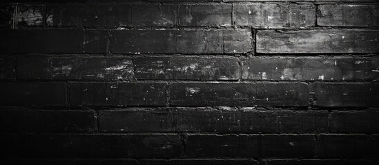 Canvas Print - Black textured brick wall background with uneven surface and natural wear, ideal for design use with Copy Space.