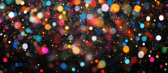 Canvas Print - Colorful bokeh lights on dark background with soft focus and copy space for text