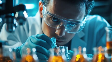 Poster - engineers using nanotechnology to enhance the strength and durability of materials in manufacturing.