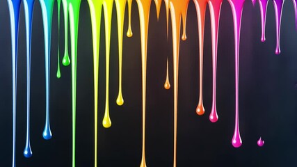 Poster - Colorful paint drips creating a vibrant background on a dark surface