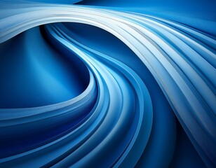 Wall Mural - smooth blue curves interlaced with white forming a minimalist yet dynamic background