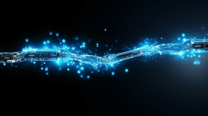 Wall Mural - long exposure of robotic arms with glowing, soft pastel background, empty space on the left,generative ai illustration