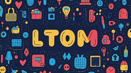 Poster - Colorful Icons Surround LTOM Acronym, Web Banner