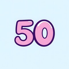 Poster - Bright pink number fifty shaped design with a playful background. Generative AI