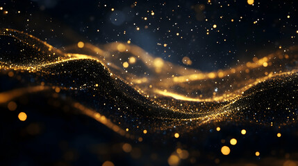 Wall Mural - A 3D neon constellation in gold and cosmic black, infinite and starry