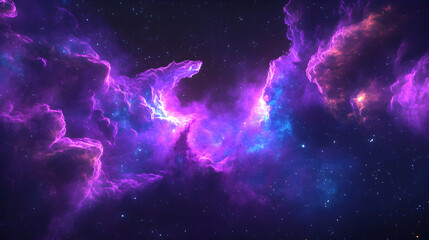 Wall Mural - A 3D neon nebula in ultraviolet and cosmic dust, vibrant and infinite