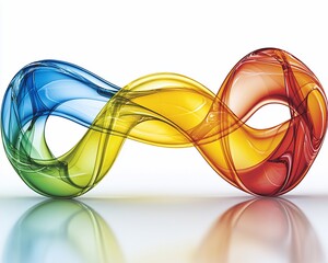 Aufkleber - Colorful abstract ribbons intertwine; white background; infinity symbol; design concept