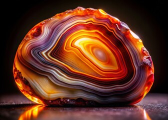 Wall Mural - Low Light Agate Texture: Vibrant Gemstone Detail in Dark Setting