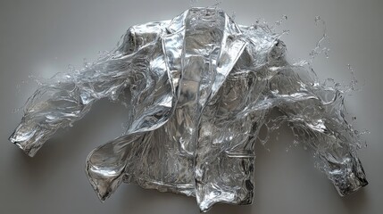 Aufkleber - Liquid Metal Blazer: A Stunning 3D Render of a Water-like Jacket in Silver