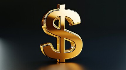 Poster - A bold and glossy gold dollar sign in 3D cartoon style, with a smooth finish and a modern design.