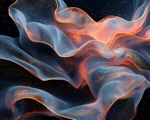 Aufkleber - Abstract swirling fabric, gold dust, dark background, design element