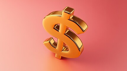 Poster - A playful 3D gold dollar sign on a clean backdrop, with exaggerated cartoon-like proportions and a bright golden finish.