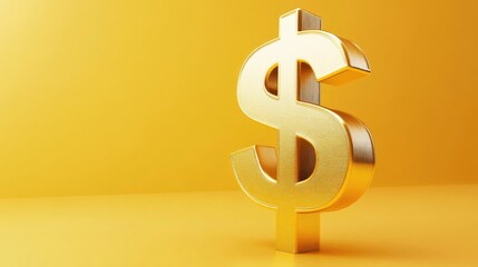 Poster - A playful 3D gold dollar sign on a clean backdrop, with exaggerated cartoon-like proportions and a bright golden finish.