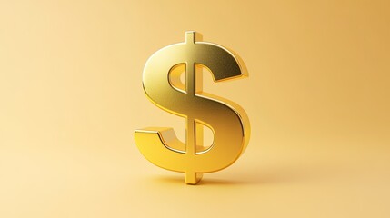 Poster - A playful 3D gold dollar sign on a clean backdrop, with exaggerated cartoon-like proportions and a bright golden finish.