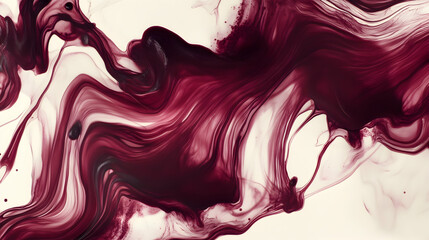 Wall Mural - Abstract ink swirls in wine red and cream, elegant and flowing
