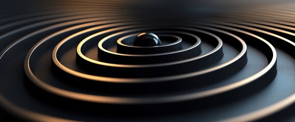 Poster - Abstract dark sphere in concentric circles; design background
