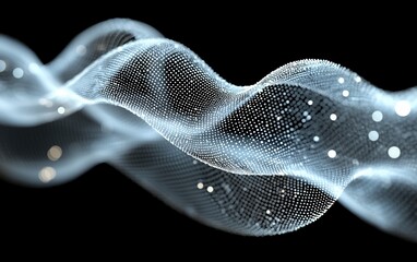 Poster - Abstract light wave flowing, dark background, technology concept