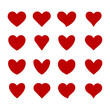 © brokenskool.studio - Set of hearts in red color, Red heart icons set vector