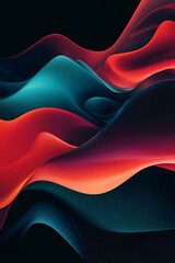 Poster - Abstract flowing lines of red and turquoise swirl in a digital design, creating a dynamic and vibrant composition, symbolizing energy, movement, and modernity.